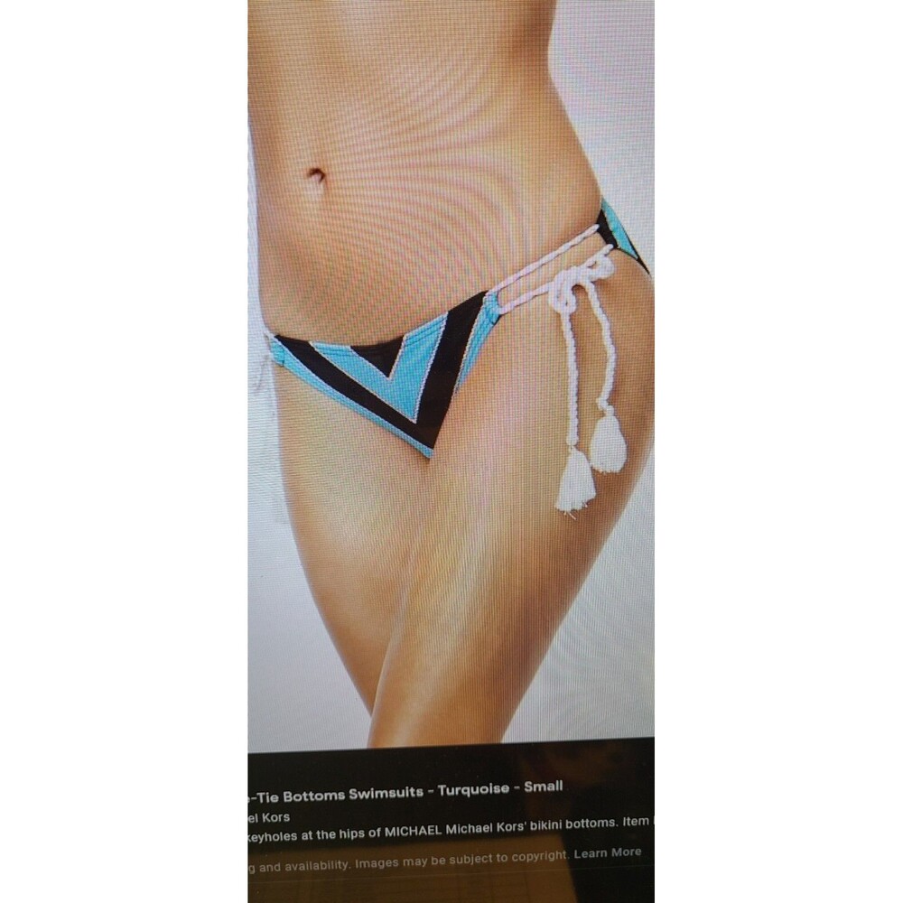 Michael Kors NAVY BLUE /WHITE STRIPE rope Bikini Swim Bottom,Sz- L New $56